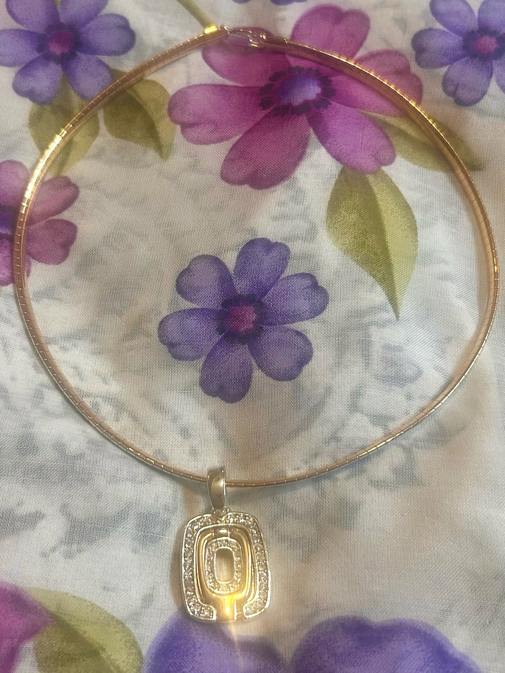 Two Tone Gold Silver Pendant Collar Necklace Diamanté Crystals Chain Sparkly